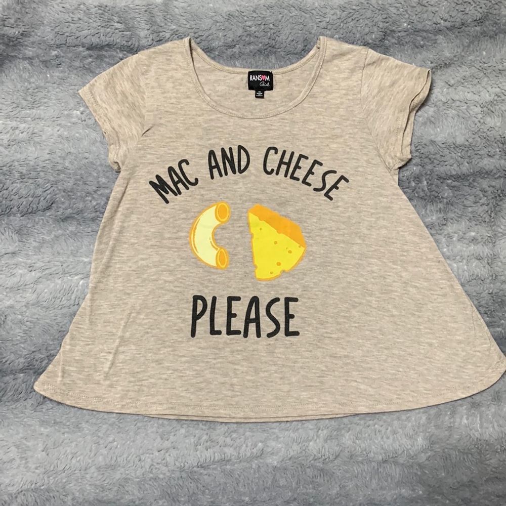 Girls- flowy bottom mac n cheese shirt!